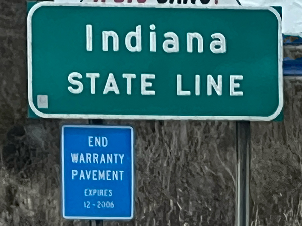Indiana State Line sign