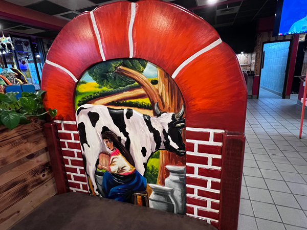 Mexican decor on the booths and tables