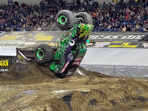 Grave Digger Monster Truck doing a back-flip