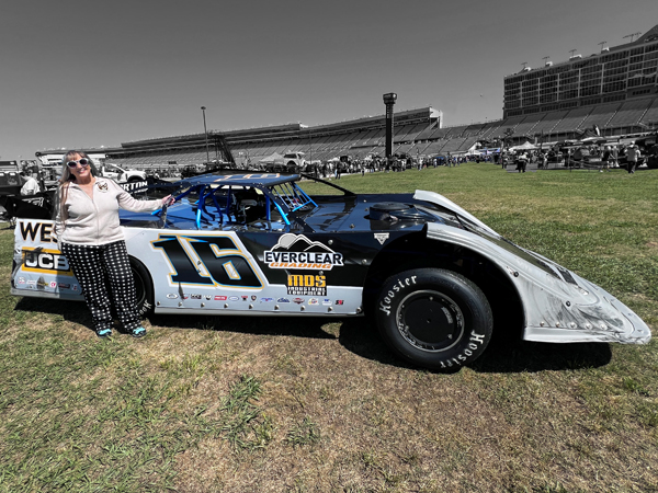 Karen Duquette  and the #16 Nascar Race car
