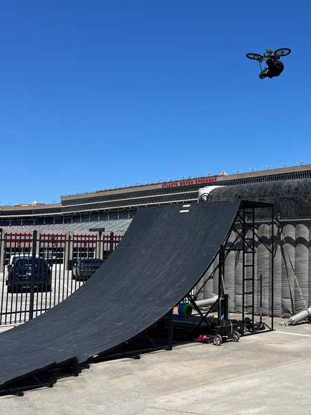 biker flew upside-down and in a full-circle