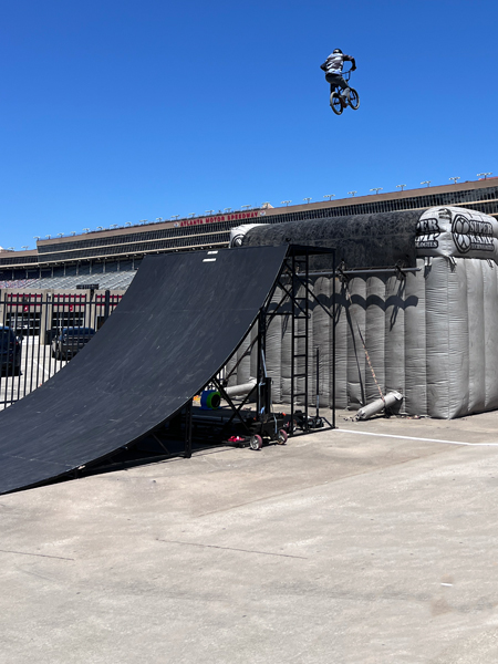 biker doing amazing stunts 