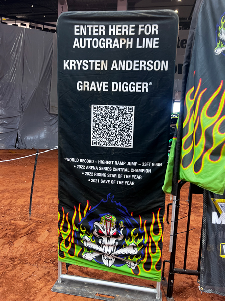Krysten Anderson, Grave Digger sign