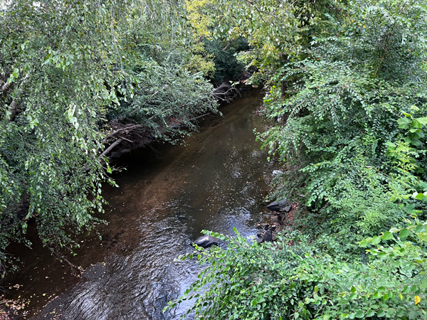 View while driving over a short bridge