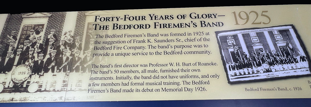 Bedford Firemen's Band sign 1925