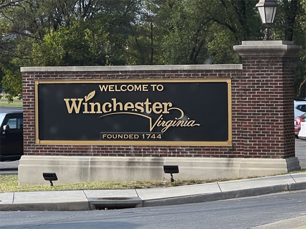 Welcome to Winchester Virginia sign