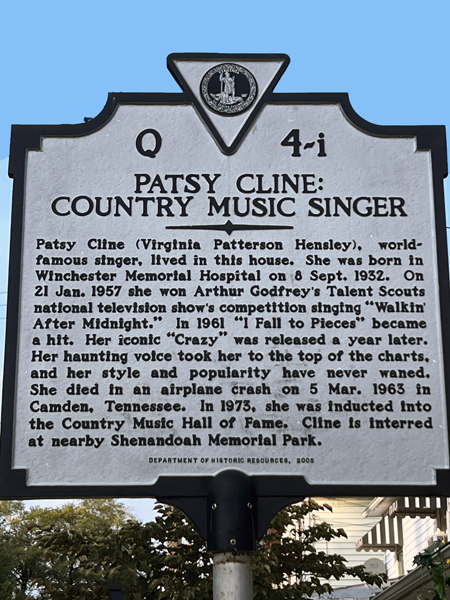 sign about Patsy Cline