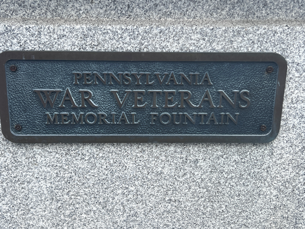 Pennsylvania War Veterans Memorial fountain sign