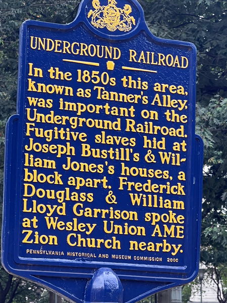 sign about the Underground Ralroad