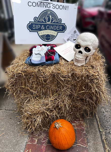 Sip & Cinder Restaurant scarecrow