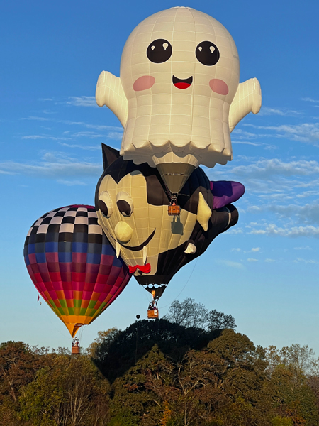 three hot air balloons