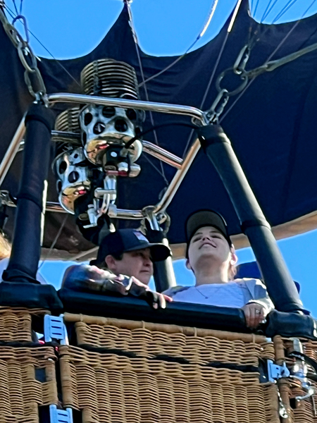 Kristen and Rachel in the hot air balloon