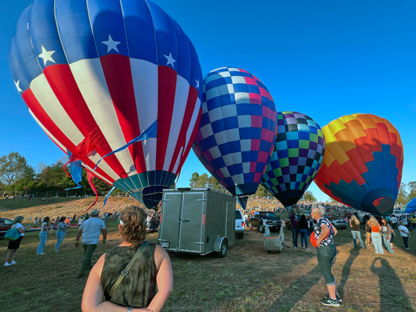 Four of the hot air balloons
