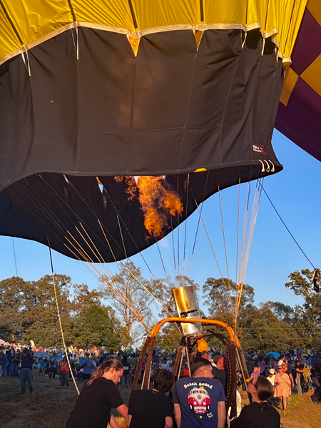 Don Cline fired up his hot air balloon