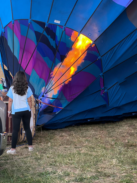 firing up the hot air balloon
