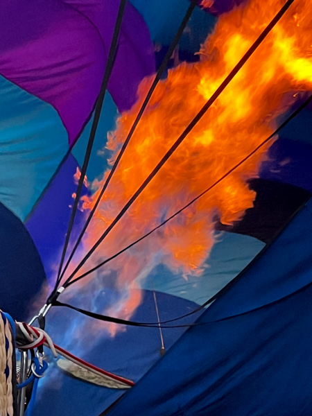 firing up the hot air balloon
