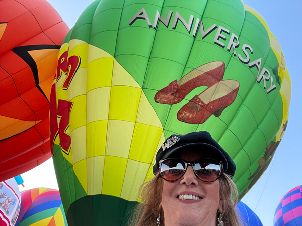 Karen Duquette with the Wizard of Oz Balloon