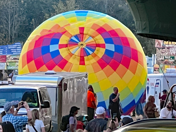 hot air balloon in the distance