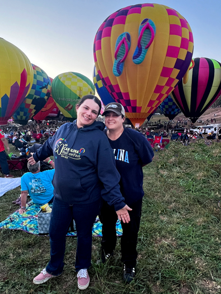 Kristen and Rachael with the hot air balloons