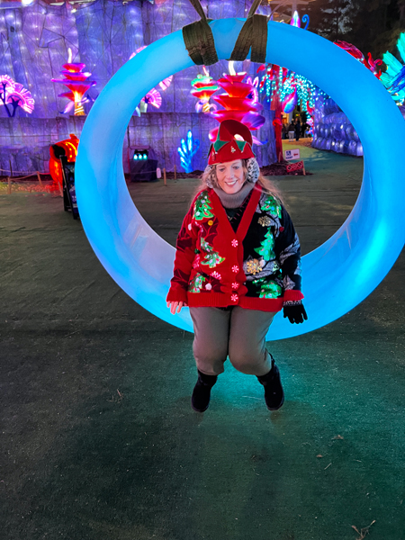 Karen Duquette on a  swing