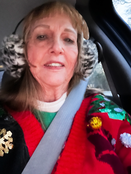 Karen Duquette in the car