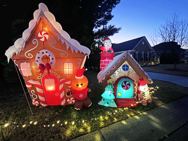 small houses in lights