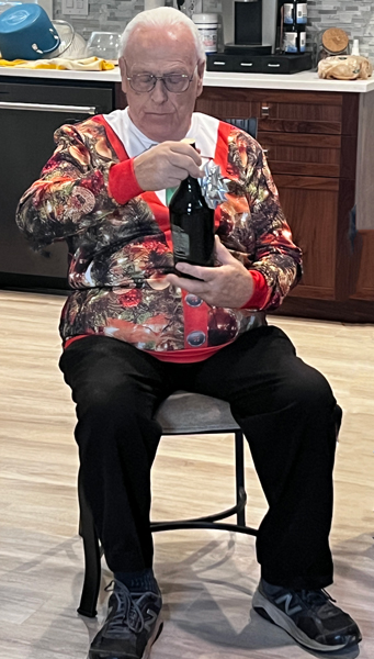 Lee Duquett with his gift fromRenee and John