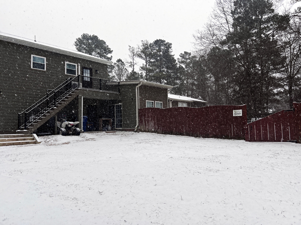 snow in the backyard