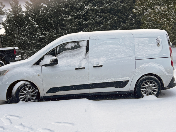 snow covered car