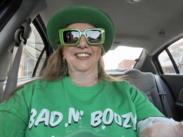 Karen Duquette in her Bad N Boozy t-shirt