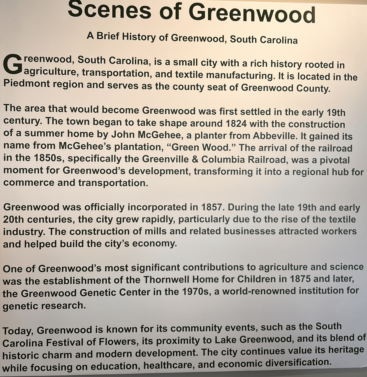 History of Greenwood, South Carolina