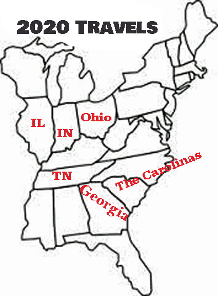 2020 travel map in the USA