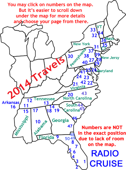 2014 travel map for the two RV Gypsies