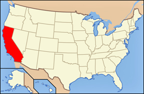 USA map showing location of California