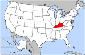 USA map showing locakion of Kentucky