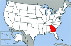 USA map showing location of the state of Georgia
