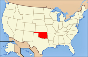 USA map showing location of Oaklohoma