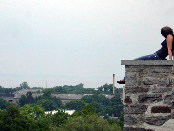 lady on a ledge in Tallinn