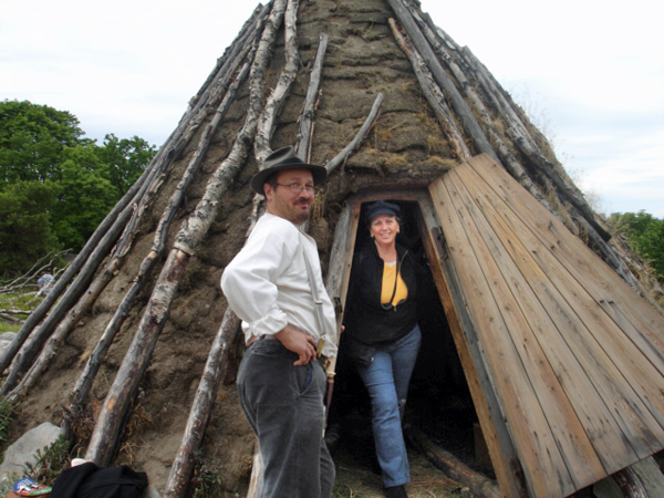 Karen Duquette in a Samic timeber hut