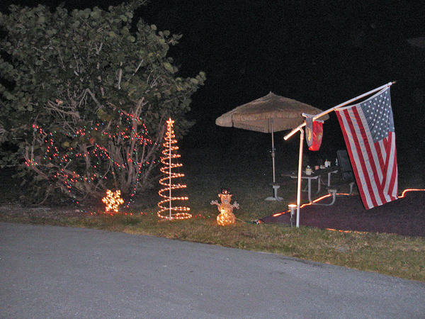 Christmas decorations in the two RV Gypsies yard at Markham Park