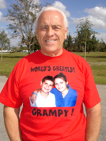 Lee Duquette in his grandchildren shirt