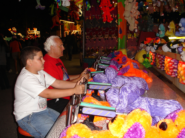 Alex and his grandfather competing in a game.