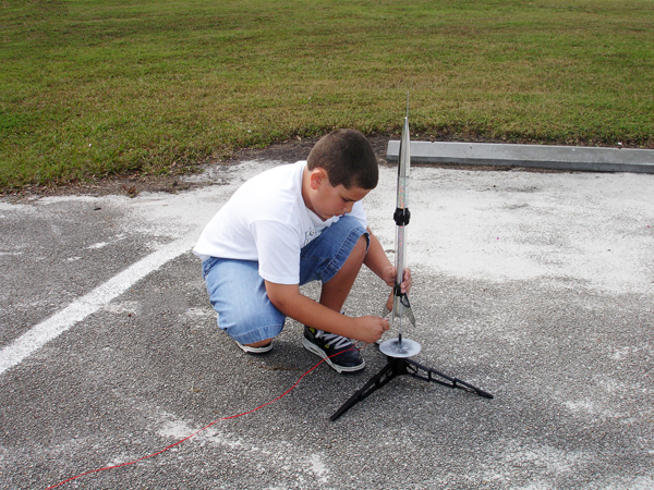 Alex adjusting the rocket