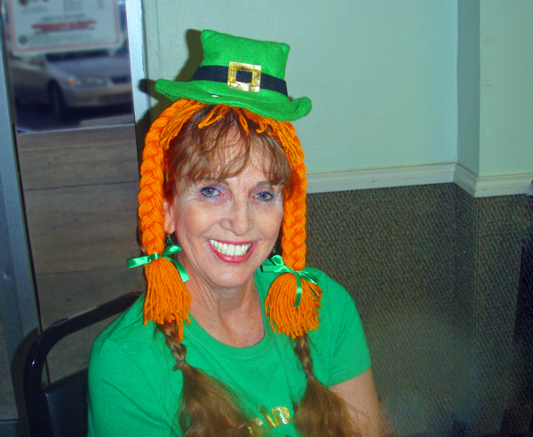 Karen Duquette and her little green hat