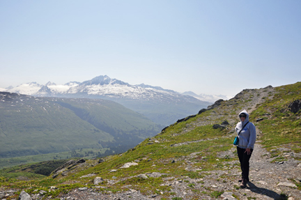 Karen Duquette on the trail at Thompson Pass