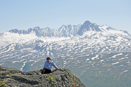 Karen Duquette on the trail at Thompson Pass