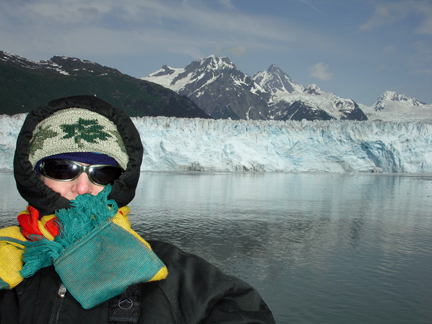 Karen Duquette bundled up at Meares Glacier