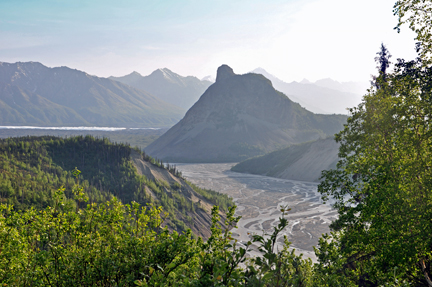 view of a small hill and Matanuska Glacier