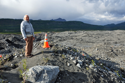 Lee Duquette hiking on Matanuska Glacier