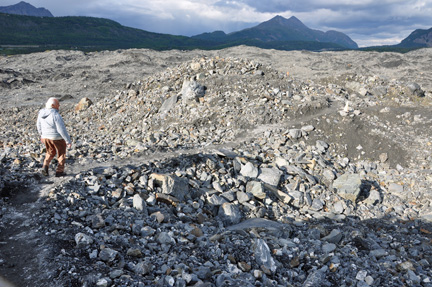 Lee Duquette hiking on Matanuska Glacier